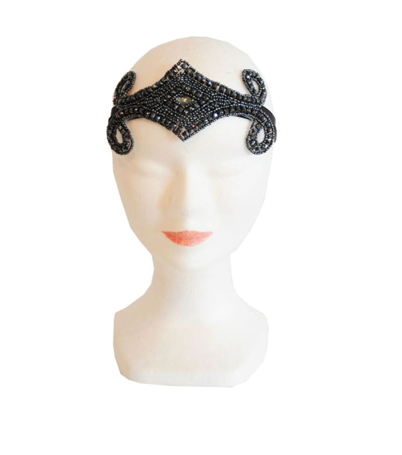 diadema pedreria gris azulado